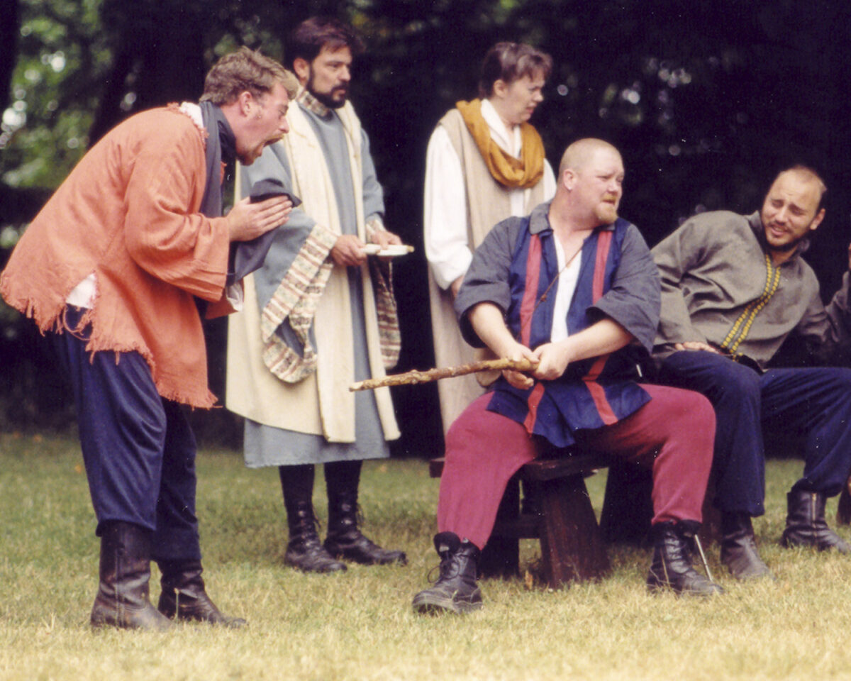 Charles Lackey, Brian Hatcher, Holly Fowers, Donn MacEllis, and Lantz Wagner in Henry IV, part 2