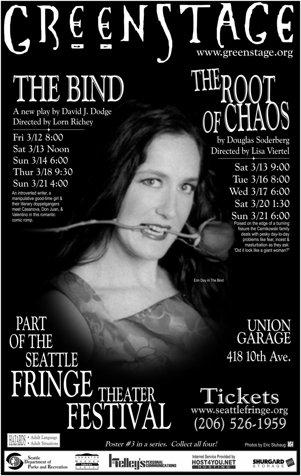 Fringe Festival poster from 1999. Four different posters were used. This one features Erin Day
