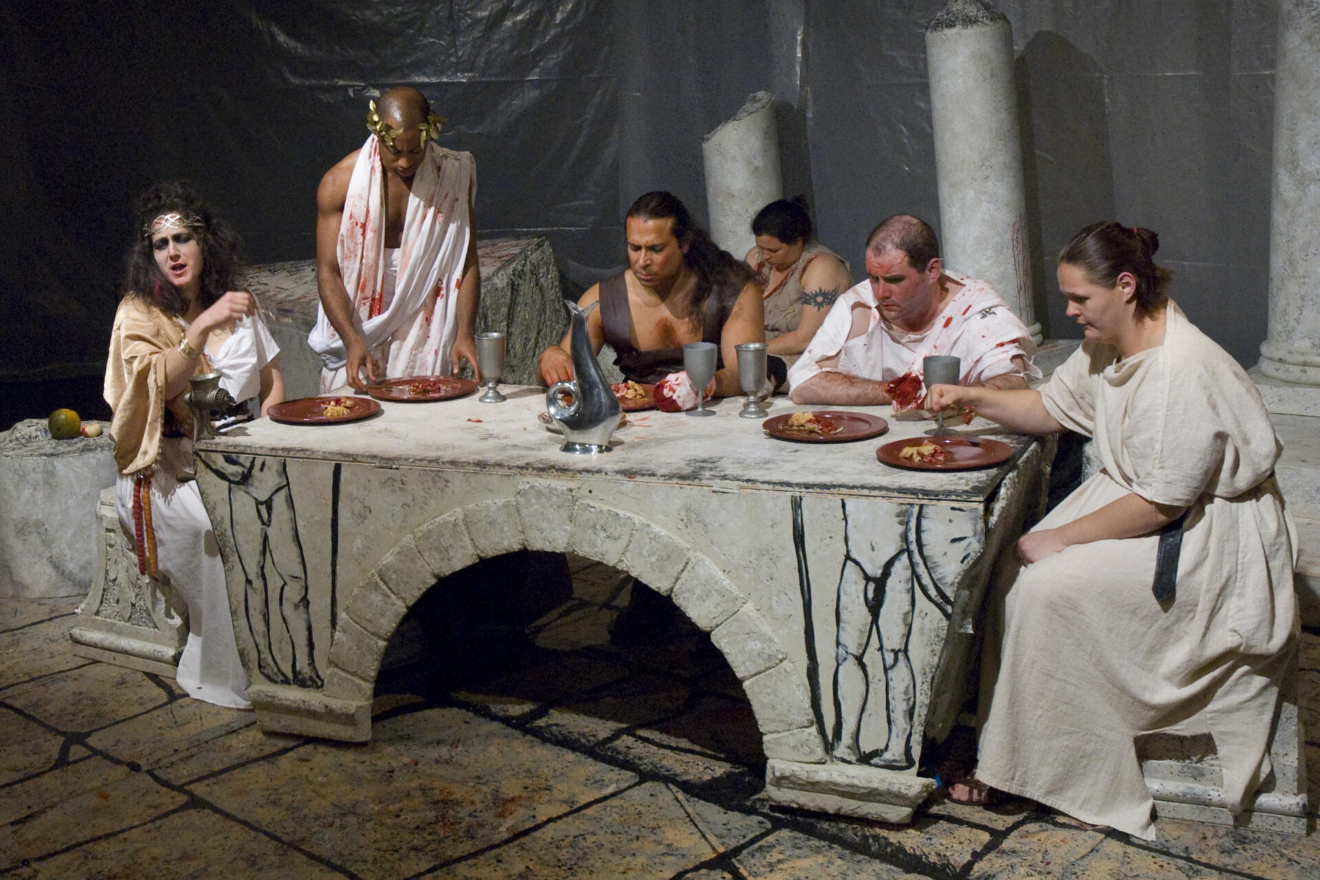 Erin Day, Lamar Lewis, Johnny Patchamatla, Erin Enns Hauk, Sam Hagen and Jessica Stepka in Hard Bard Titus Andronicus - 2009