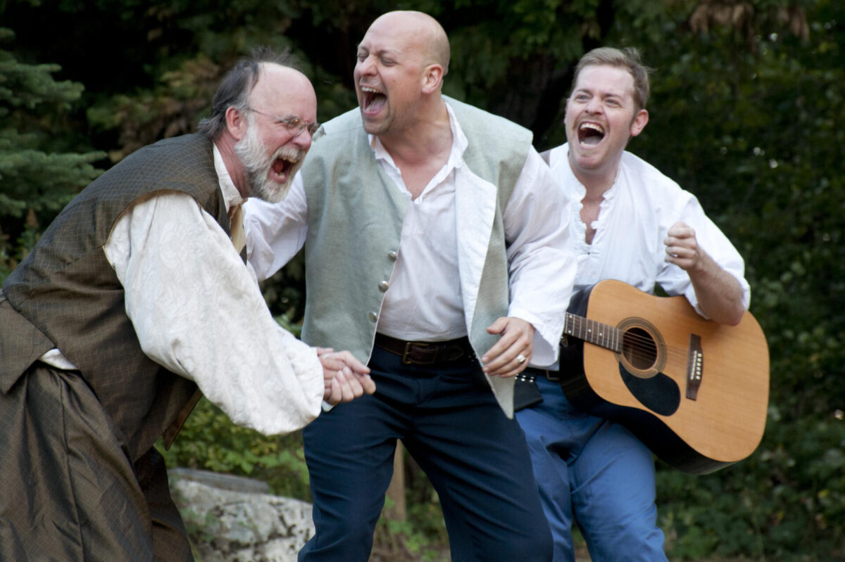 Eli Sklov Simons, Daniel Woods, and Andrew Shanks in Much Ado About Nothing - 2015