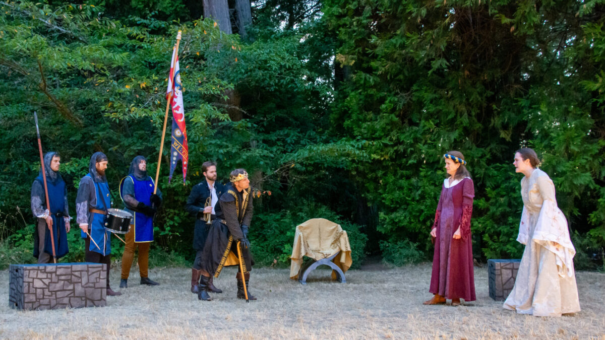 Keenan Hilton, Elliot Jensen, Luke Sayler, Garth Ball, Anthony Duckett, Mary Murfin Bayley, Aubrey Sara Kaye. Photo by Ken Holmes.